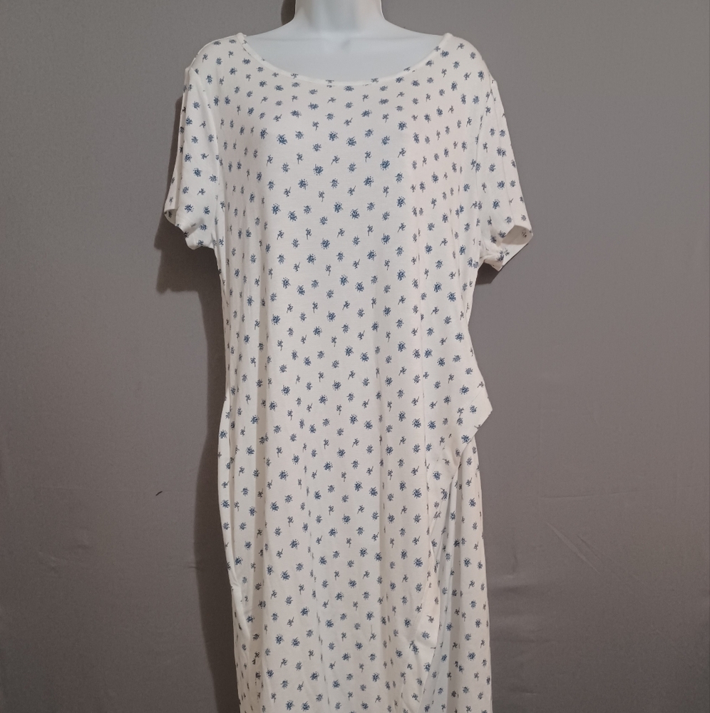 41 Hawthorn dress white blue flowers NWT short sleeve summer shift sz XXL